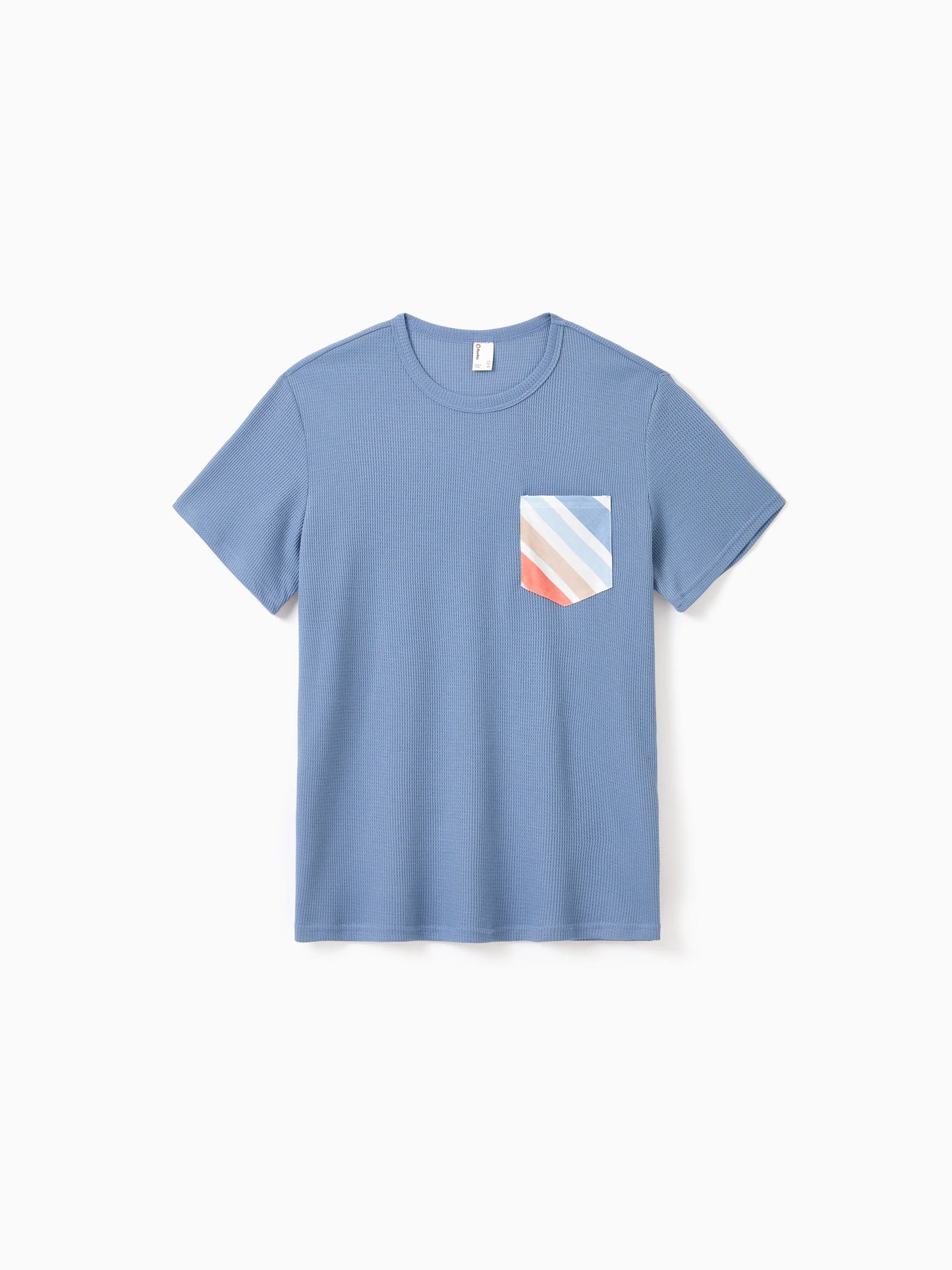Family Matching Blue Short-sleeve Tee or Colorful Stripe Camisole Dress Multi-color