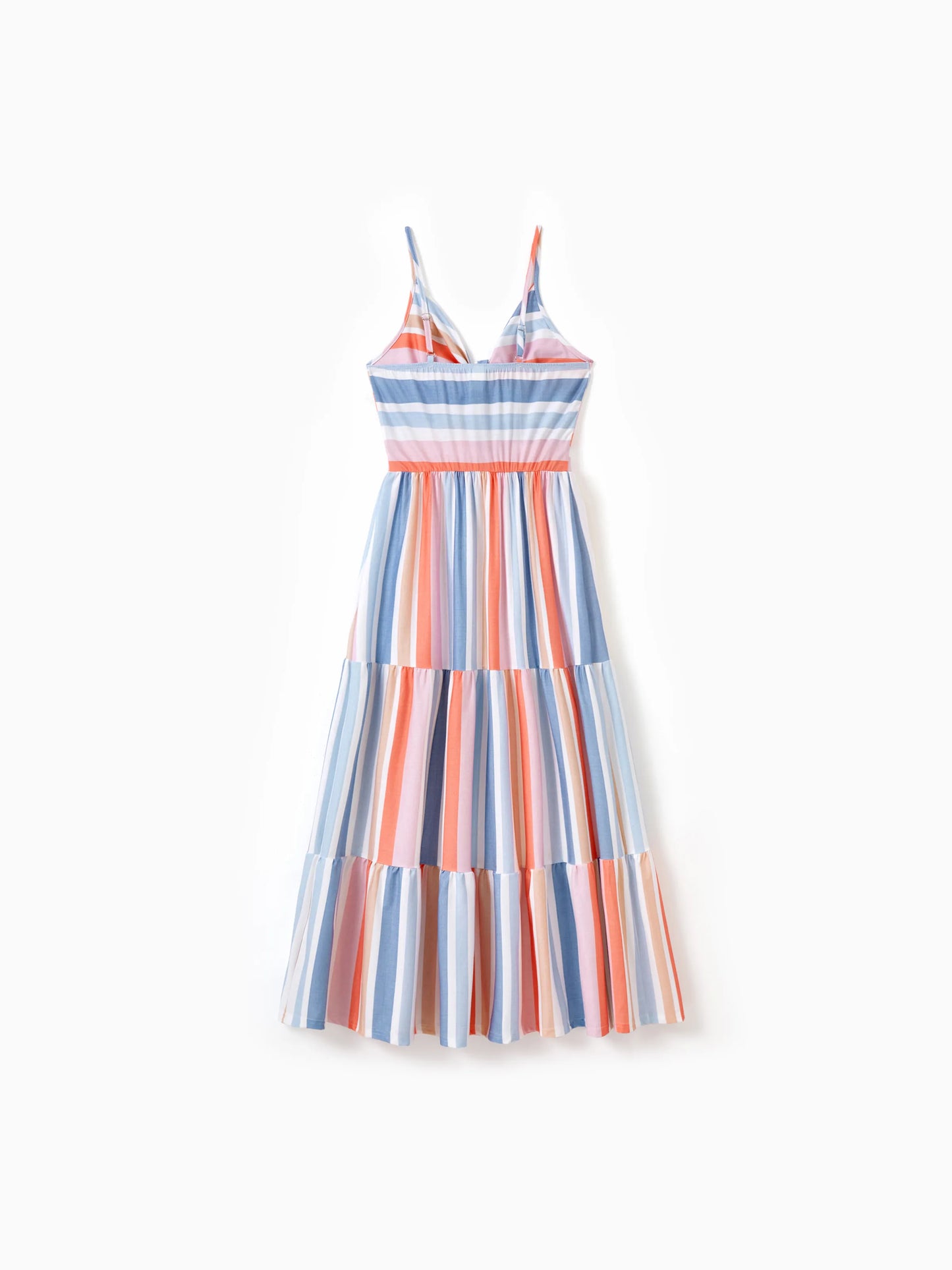 Family Matching Blue Short-sleeve Tee or Colorful Stripe Camisole Dress Multi-color