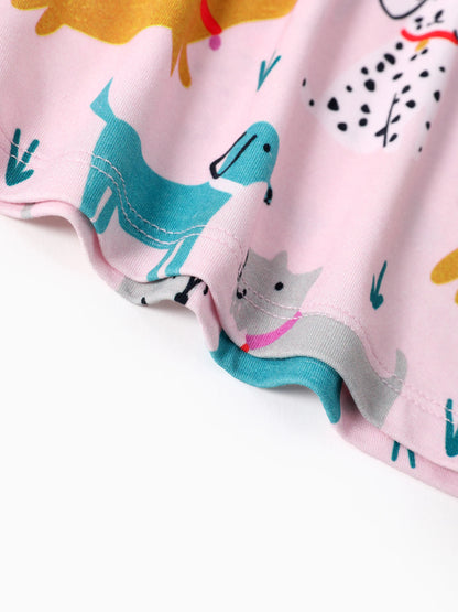 Bamboo Baby/Toddler 2-Piece Childlike Animal Print Snug-Fitting Pajamas Set Hot Pink
