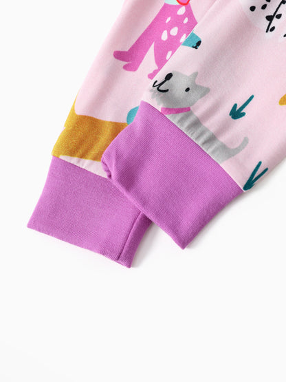 Bamboo Baby/Toddler 2-Piece Childlike Animal Print Snug-Fitting Pajamas Set Hot Pink