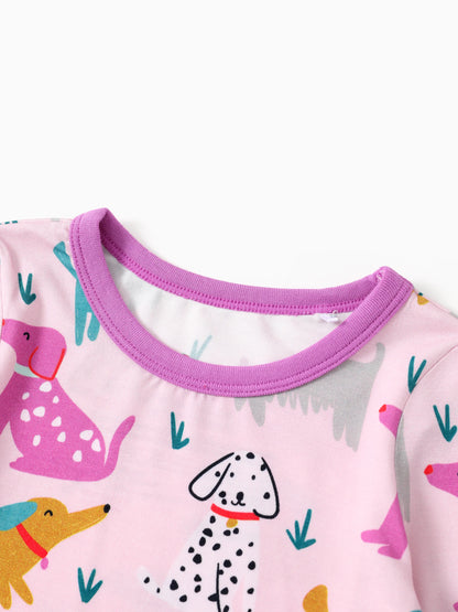 Bamboo Baby/Toddler 2-Piece Childlike Animal Print Snug-Fitting Pajamas Set Hot Pink