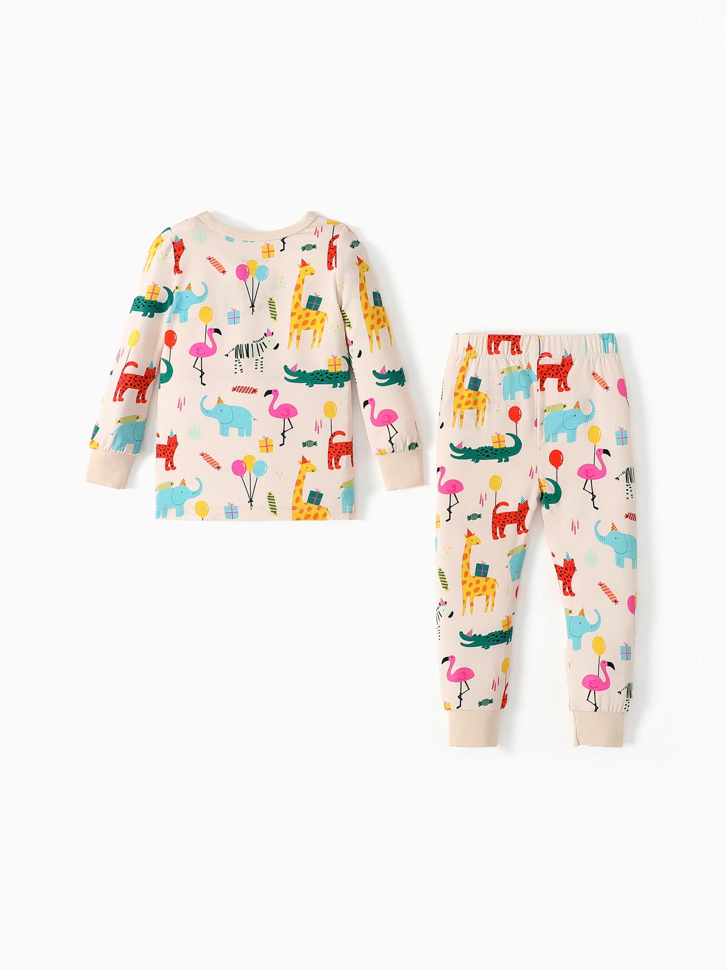 Bamboo Baby/Toddler 2-Piece Childlike Animal Print Snug-Fitting Pajamas Set Apricot