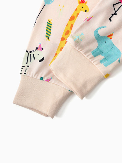 Bamboo Baby/Toddler 2-Piece Childlike Animal Print Snug-Fitting Pajamas Set Apricot