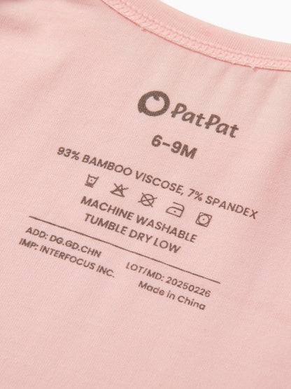Bamboo Baby Girl Solid Color 3-Piece Rompers Set Pink