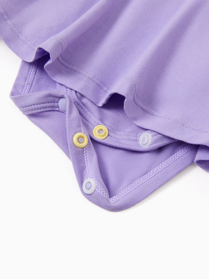 Bamboo Baby Girl Solid Color 3-Piece Rompers Set Purple