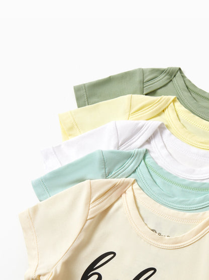 Bamboo 5-Pack Baby Boy/Girl Casual Romper Light Green