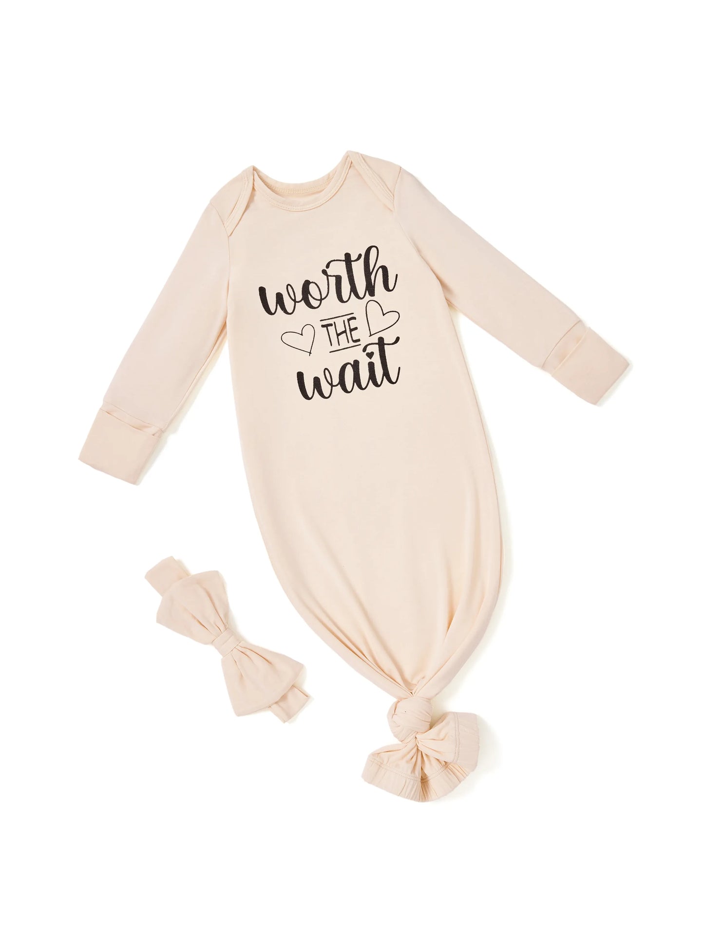 Baby / Girl Bamboo Sleeping Bag Infant Gown with Headband Apricot