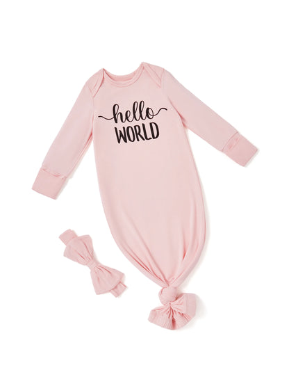 Baby / Girl Bamboo Sleeping Bag Infant Gown with Headband Pink