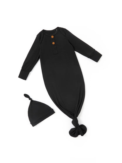 Bamboo Baby Boy/Girl Sleeping Bag Infant Gown with Hat Black