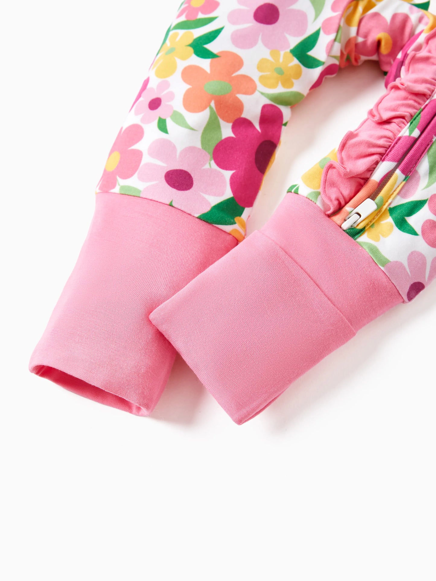 Bamboo Baby Boy/Girl Animal Printed 2-Way Zipper Anti Slip Long-sleeve Footie with/without Hairband Dark Pink