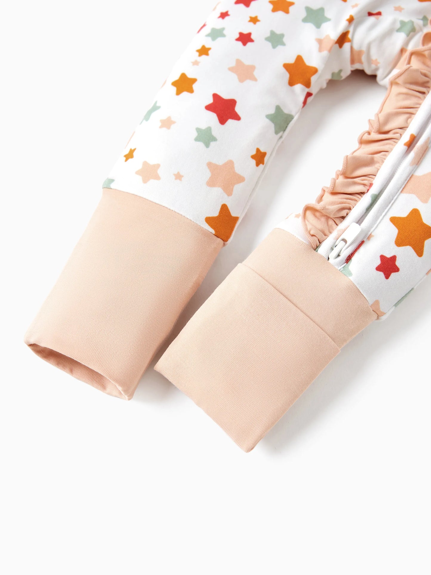 Bamboo Baby Boy/Girl Animal Printed 2-Way Zipper Anti Slip Long-sleeve Footie with/without Hairband Apricot