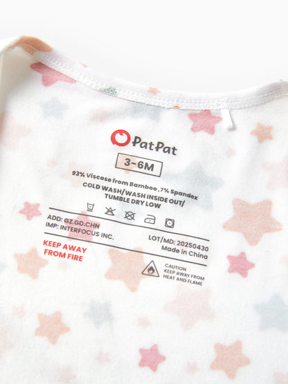 Bamboo Baby Boy/Girl Animal Printed 2-Way Zipper Anti Slip Long-sleeve Footie with/without Hairband Apricot