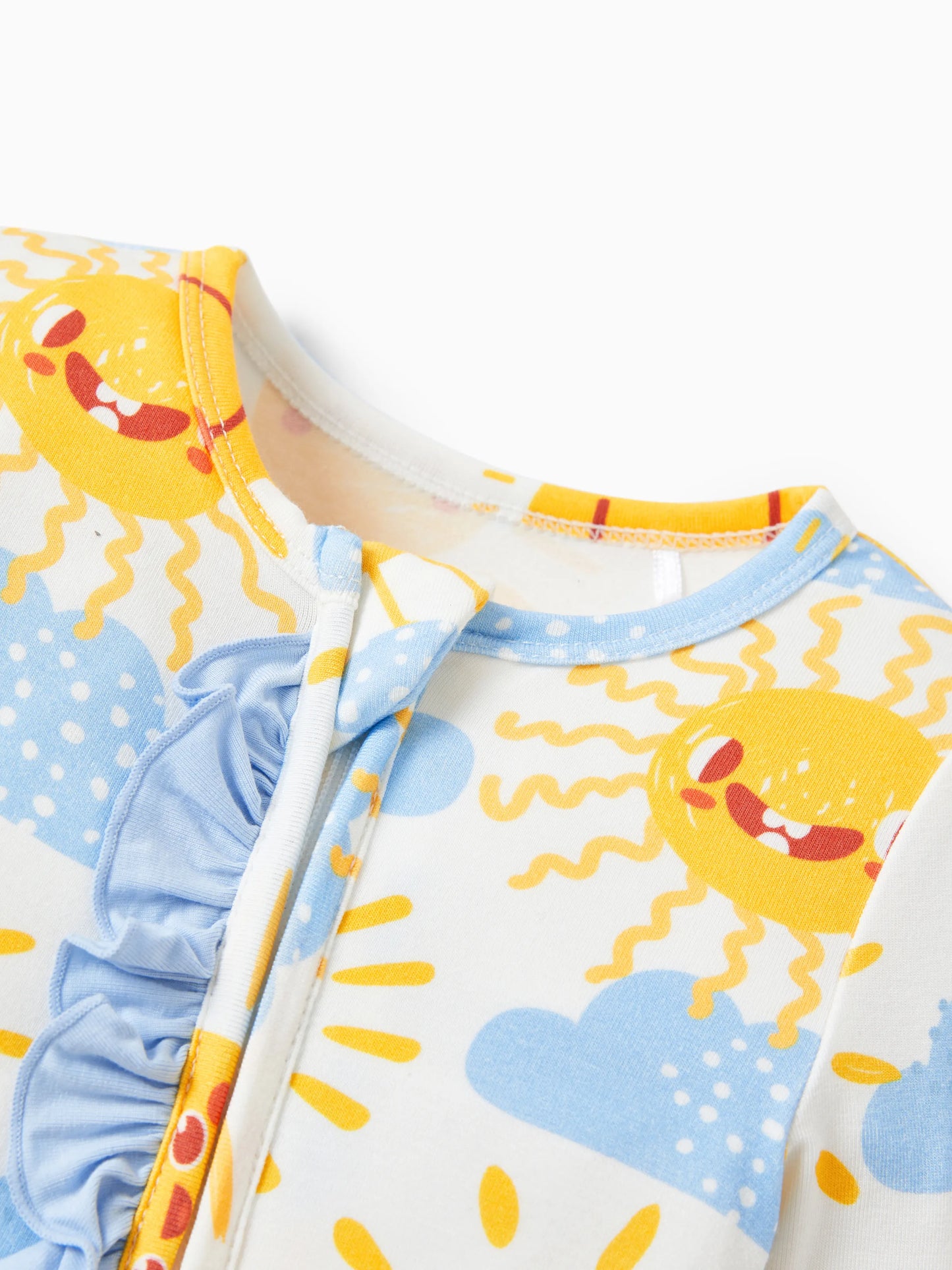 Bamboo Baby Boy/Girl Animal Printed 2-Way Zipper Anti Slip Long-sleeve Footie with/without Hairband Light Blue