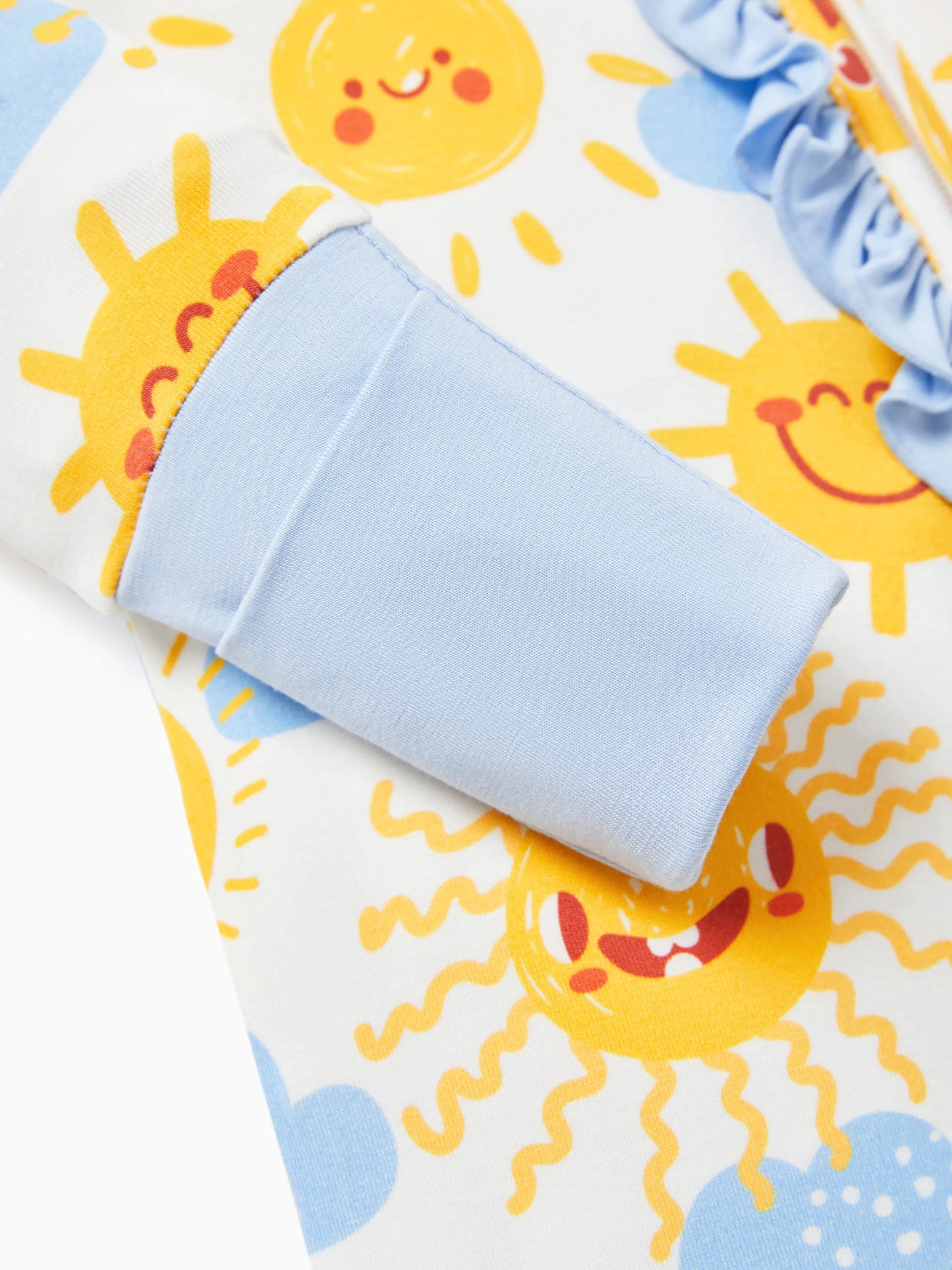 Bamboo Baby Boy/Girl Animal Printed 2-Way Zipper Anti Slip Long-sleeve Footie with/without Hairband Light Blue