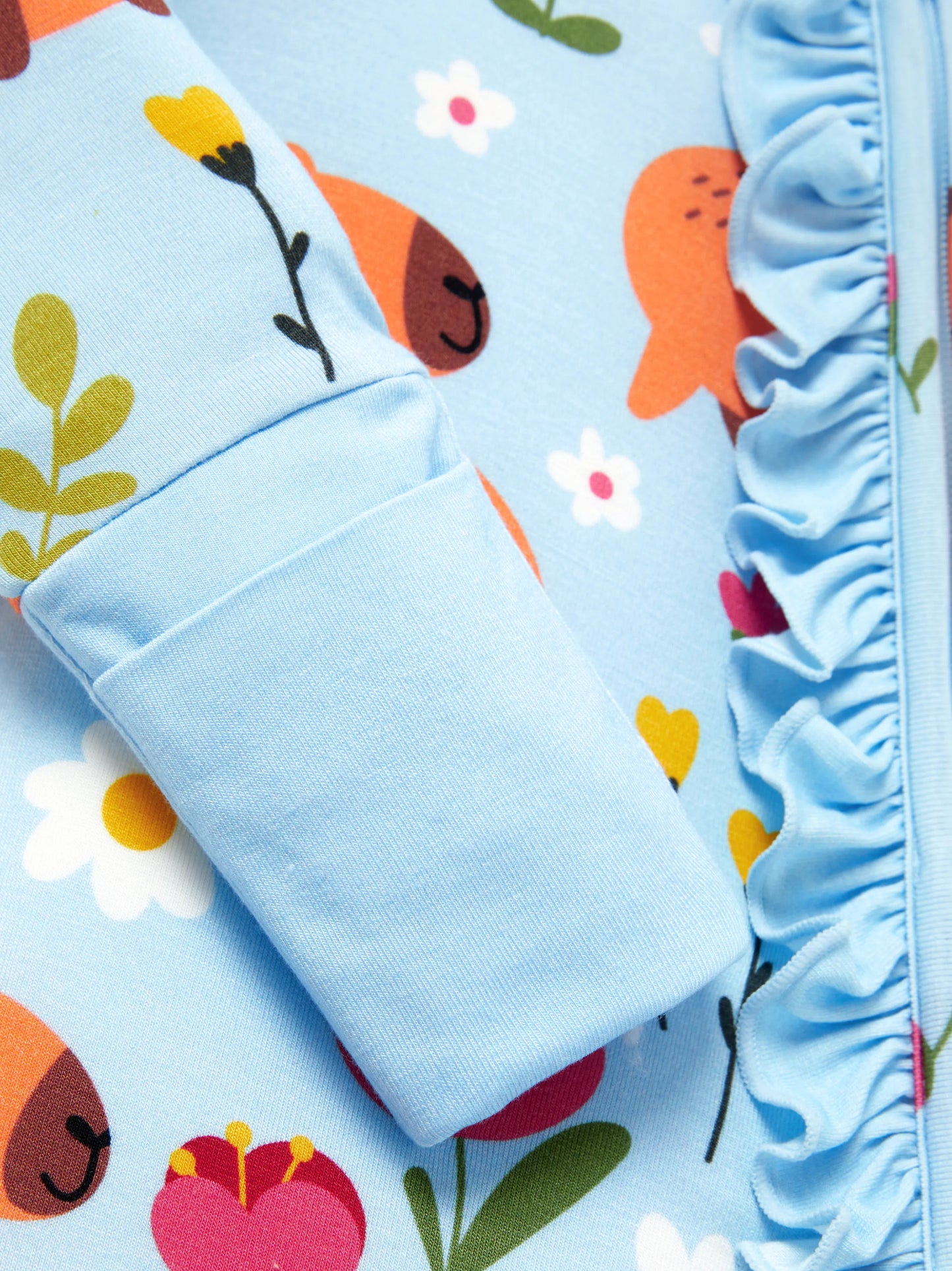 Bamboo Baby Boy/Girl Animal Printed 2-Way Zipper Anti Slip Long-sleeve Footie with/without Hairband Turquoise