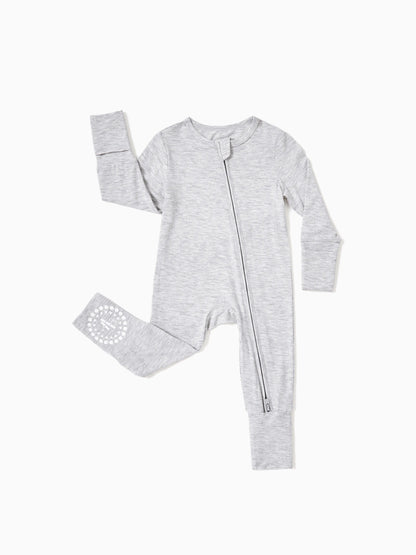 Bamboo Baby Boy / Girl 3-Pack Solid&Rainbow Printed 2-Way Zipper Anti Slip Long-sleeve Footie Green