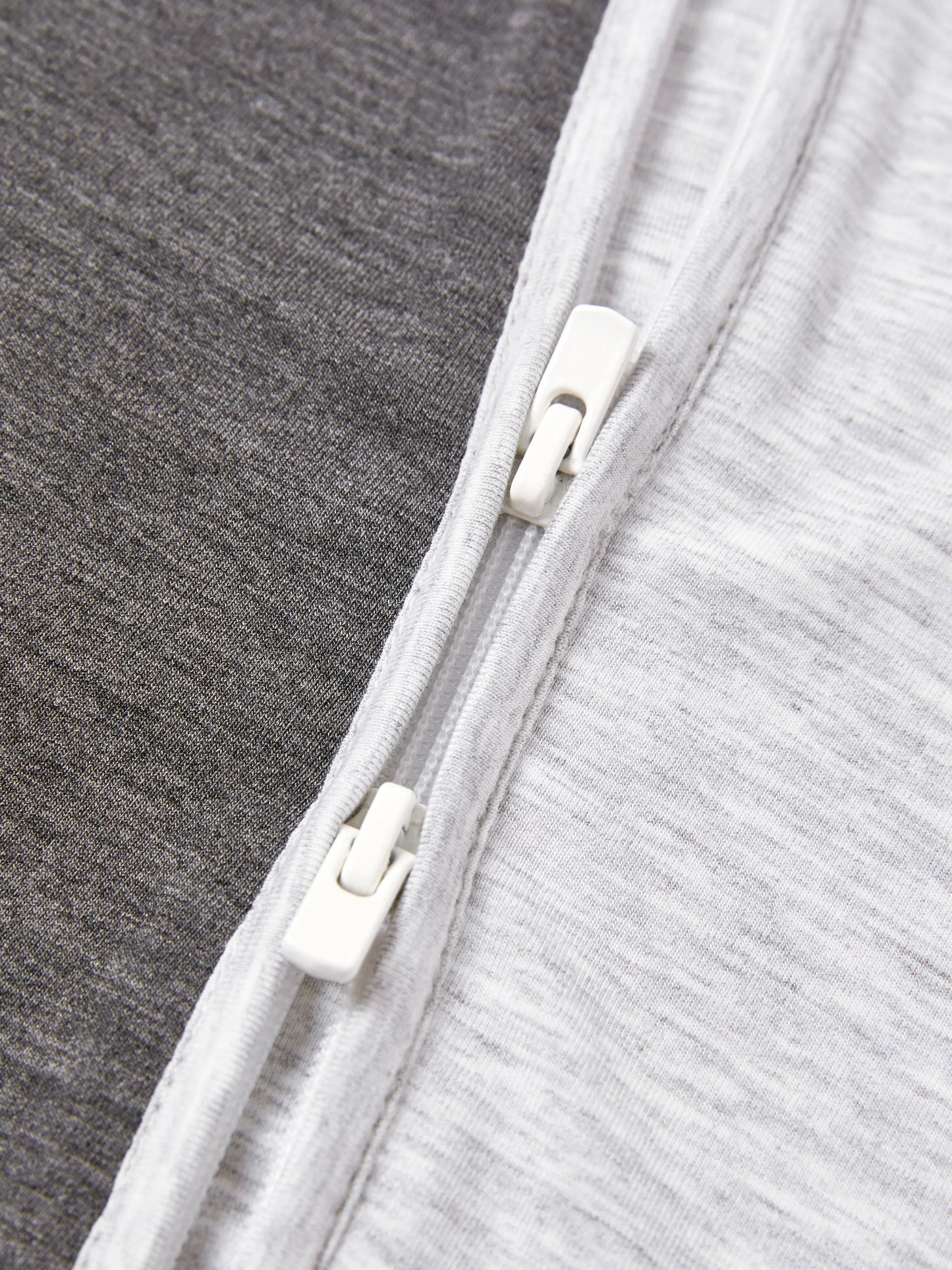 Bamboo Baby Boy / Girl Color Block 2-Way Zipper Anti Slip Long Sleeve Rompers Grey