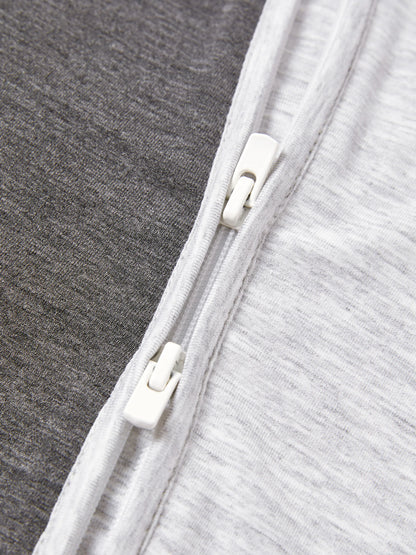 Bamboo Baby Boy / Girl Color Block 2-Way Zipper Anti Slip Long Sleeve Rompers Grey