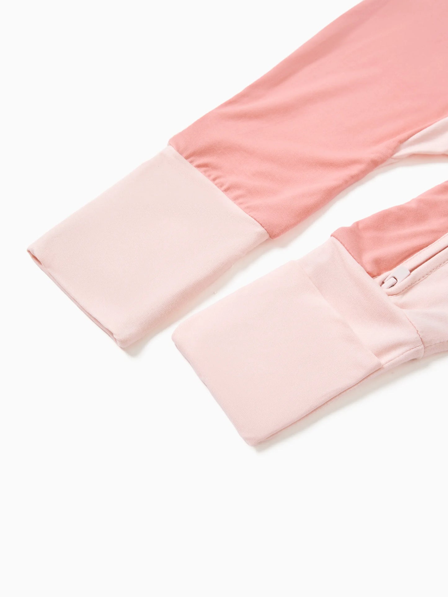 Bamboo Baby Boy / Girl Color Block 2-Way Zipper Anti Slip Long Sleeve Rompers Pink