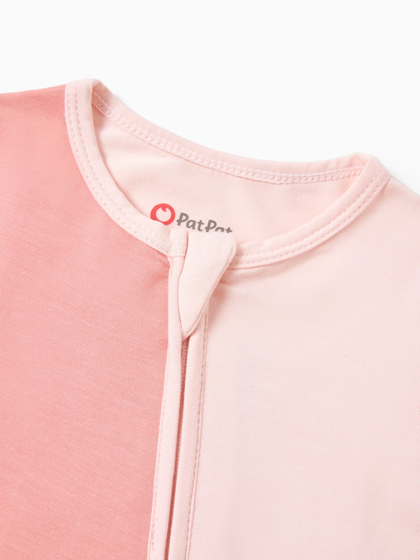 Bamboo Baby Boy / Girl Color Block 2-Way Zipper Anti Slip Long Sleeve Rompers Pink
