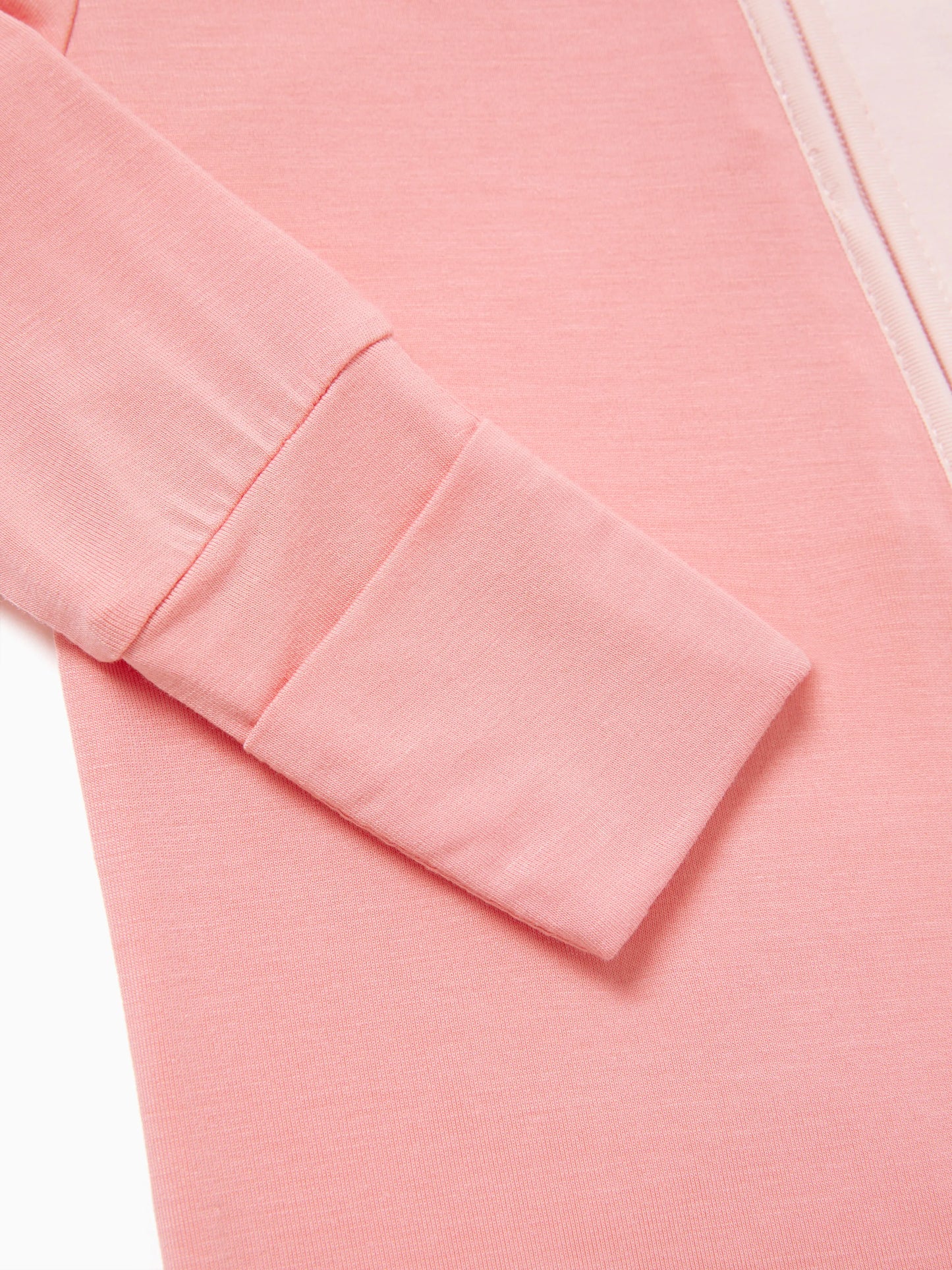 Bamboo Baby Boy / Girl Color Block 2-Way Zipper Anti Slip Long Sleeve Rompers Pink