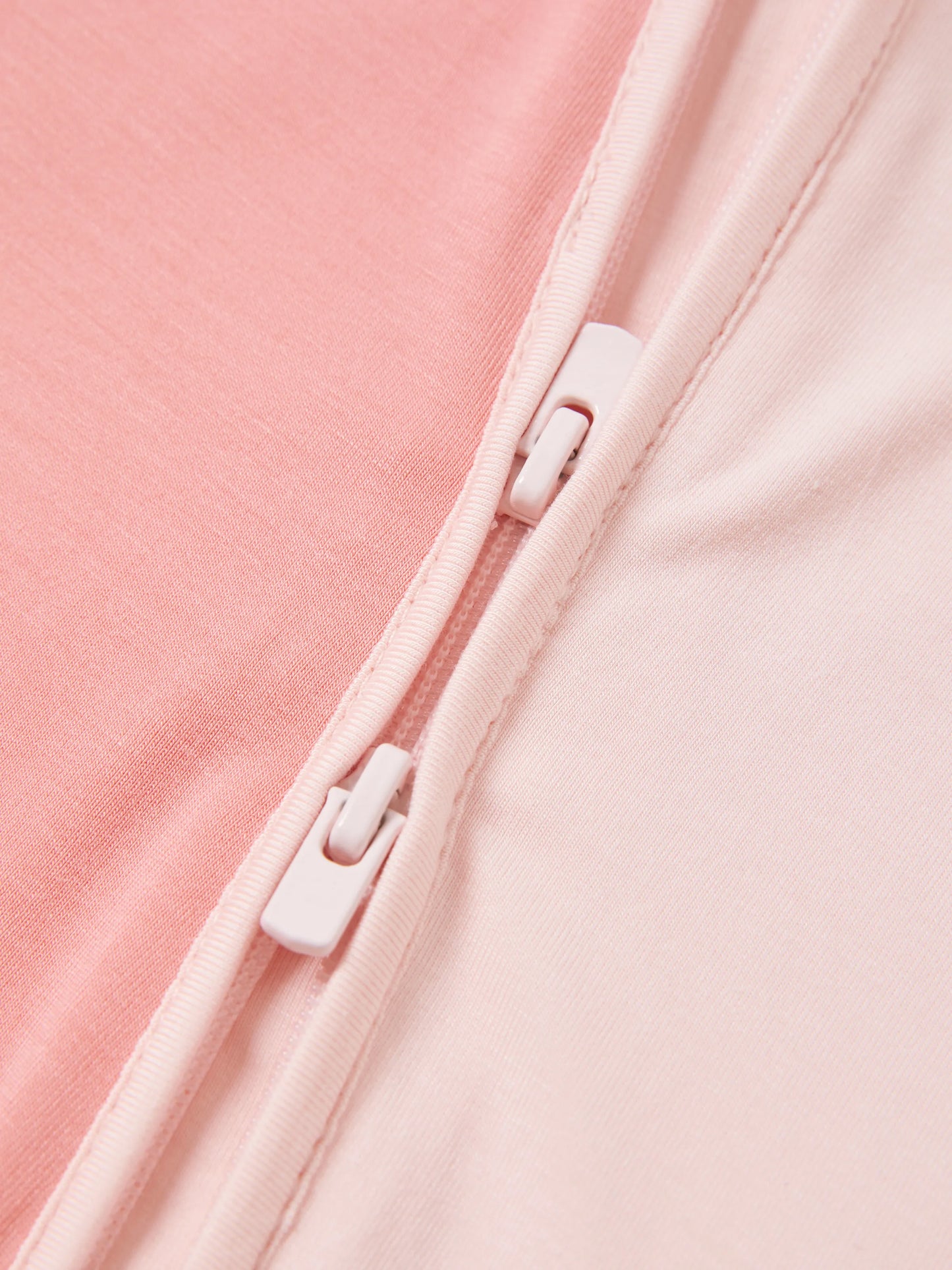 Bamboo Baby Boy / Girl Color Block 2-Way Zipper Anti Slip Long Sleeve Rompers Pink
