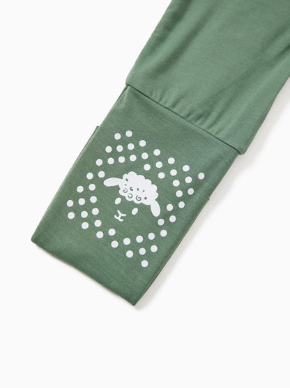 Bamboo Baby Boy/Girl 2-Pack Long Sleeve Romper 2-Way Zip Anti Slip Footie. Green