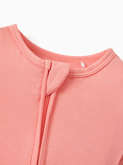 Bamboo Baby Boy / Girl 2-Way Zip Onesies Anti Slip Childlike Food Pattern Bamboo Sleepwear (Snug-Fitting)
 Pink