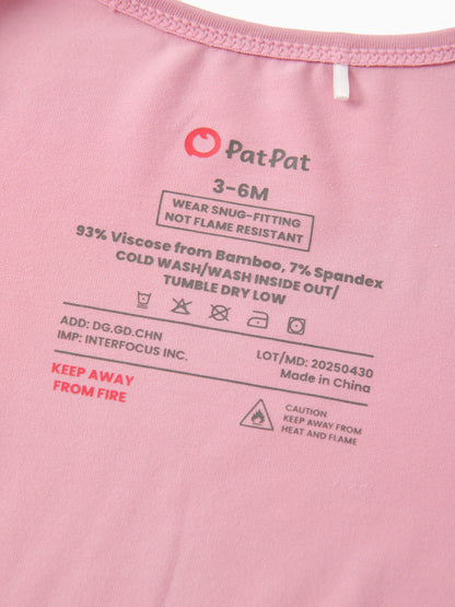 Kids Baby / Girl Bamboo Pajamas With Childlike Print (Snug-Fitting) Pink