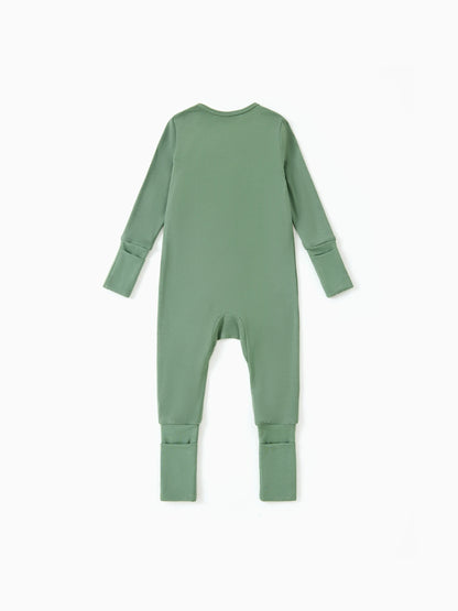Kids Baby / Girl Bamboo Pajamas With Childlike Print (Snug-Fitting) Dark Green