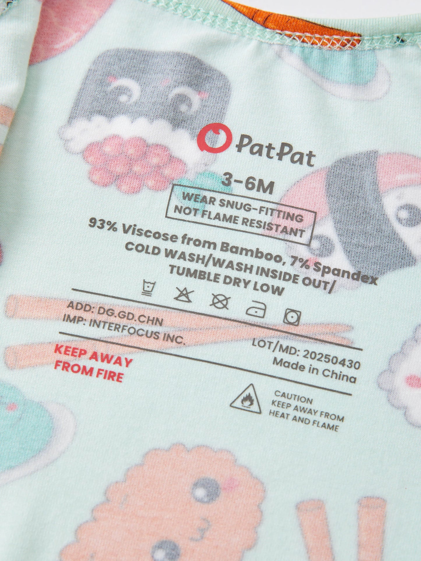 Kids Baby / Girl Bamboo Pajamas With Childlike Print (Snug-Fitting) Light Green