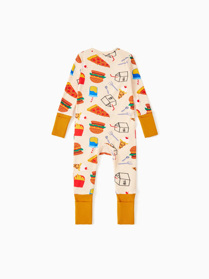 Kids Baby / Girl Bamboo Pajamas With Childlike Print (Snug-Fitting) Brown