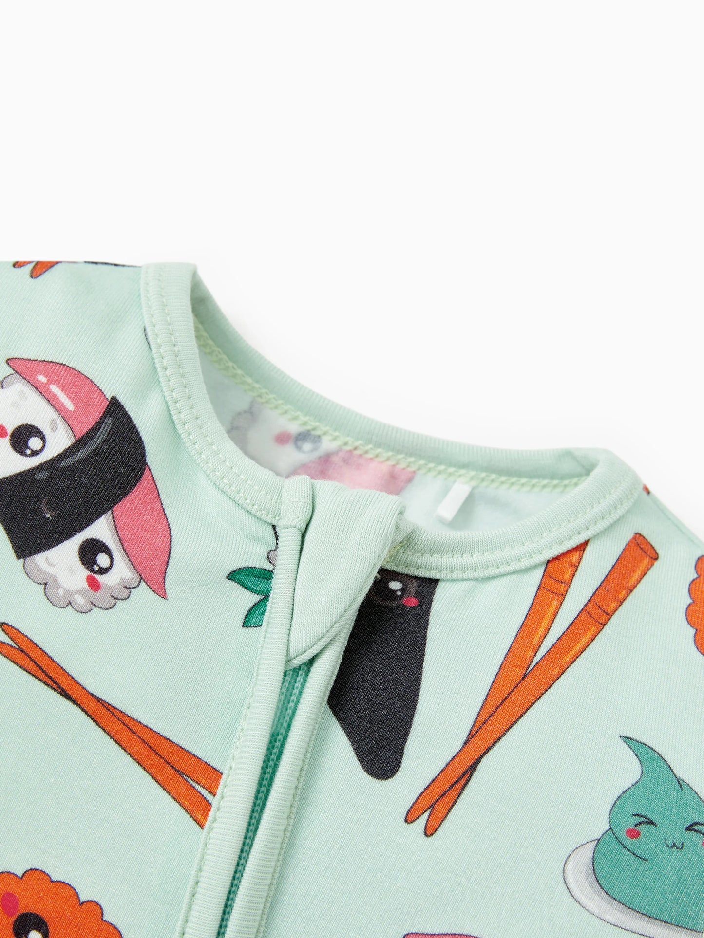 Bamboo Baby Boy / Girl 2-Way Zip Onesies Anti Slip Childlike Food Pattern Bamboo Sleepwear (Snug-Fitting)
 Green