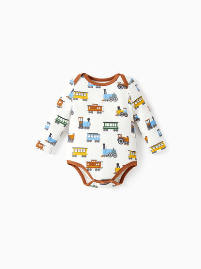 Bamboo Baby Bodysuits 2-piece Flora Long Sleeve Rompers for Baby Girls Infant Brown