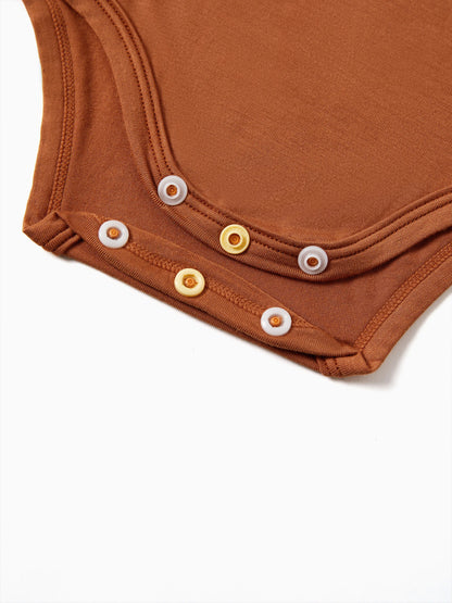 Bamboo Baby Bodysuits 2-piece Flora Long Sleeve Rompers for Baby Girls Infant Brown