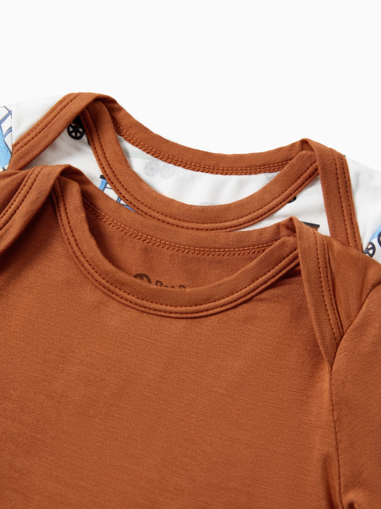 Bamboo Baby Bodysuits 2-piece Flora Long Sleeve Rompers for Baby Girls Infant Brown