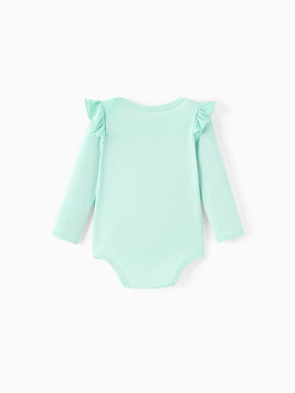 Disney Princess Baby Girl 2pcs Tiana/Cinderella/Snow White Bamboo Ruffle Sleeves Top and Leggings Set Green