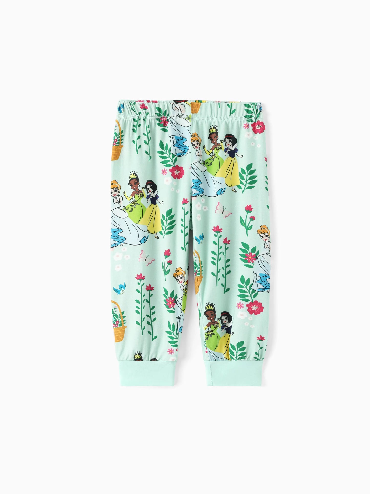 Disney Princess Baby Girl 2pcs Tiana/Cinderella/Snow White Bamboo Ruffle Sleeves Top and Leggings Set Green