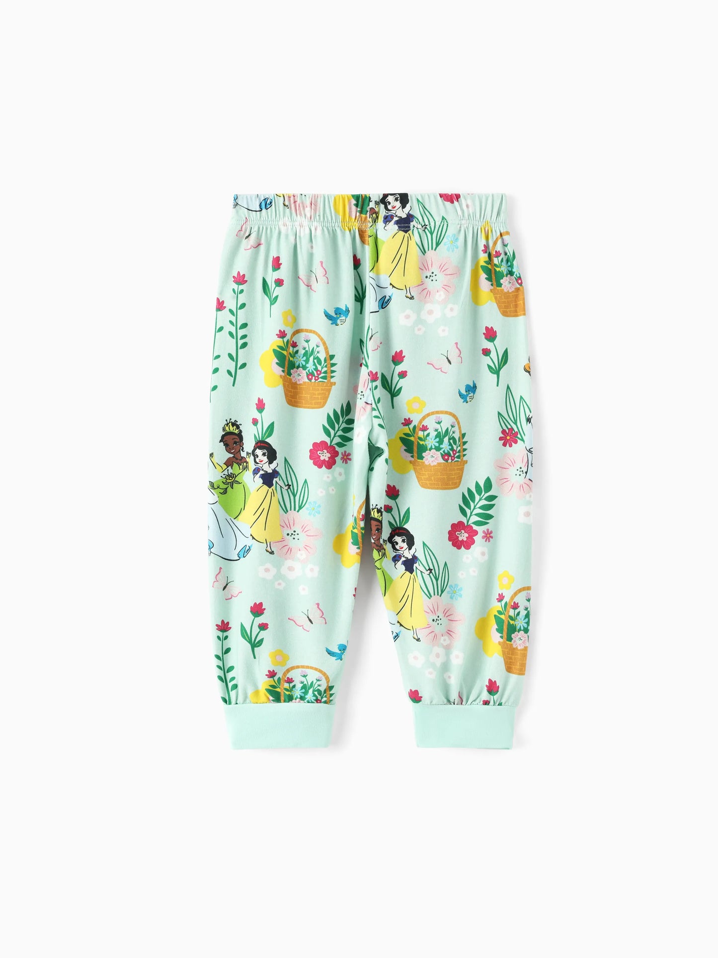 Disney Princess Baby Girl 2pcs Tiana/Cinderella/Snow White Bamboo Ruffle Sleeves Top and Leggings Set Green