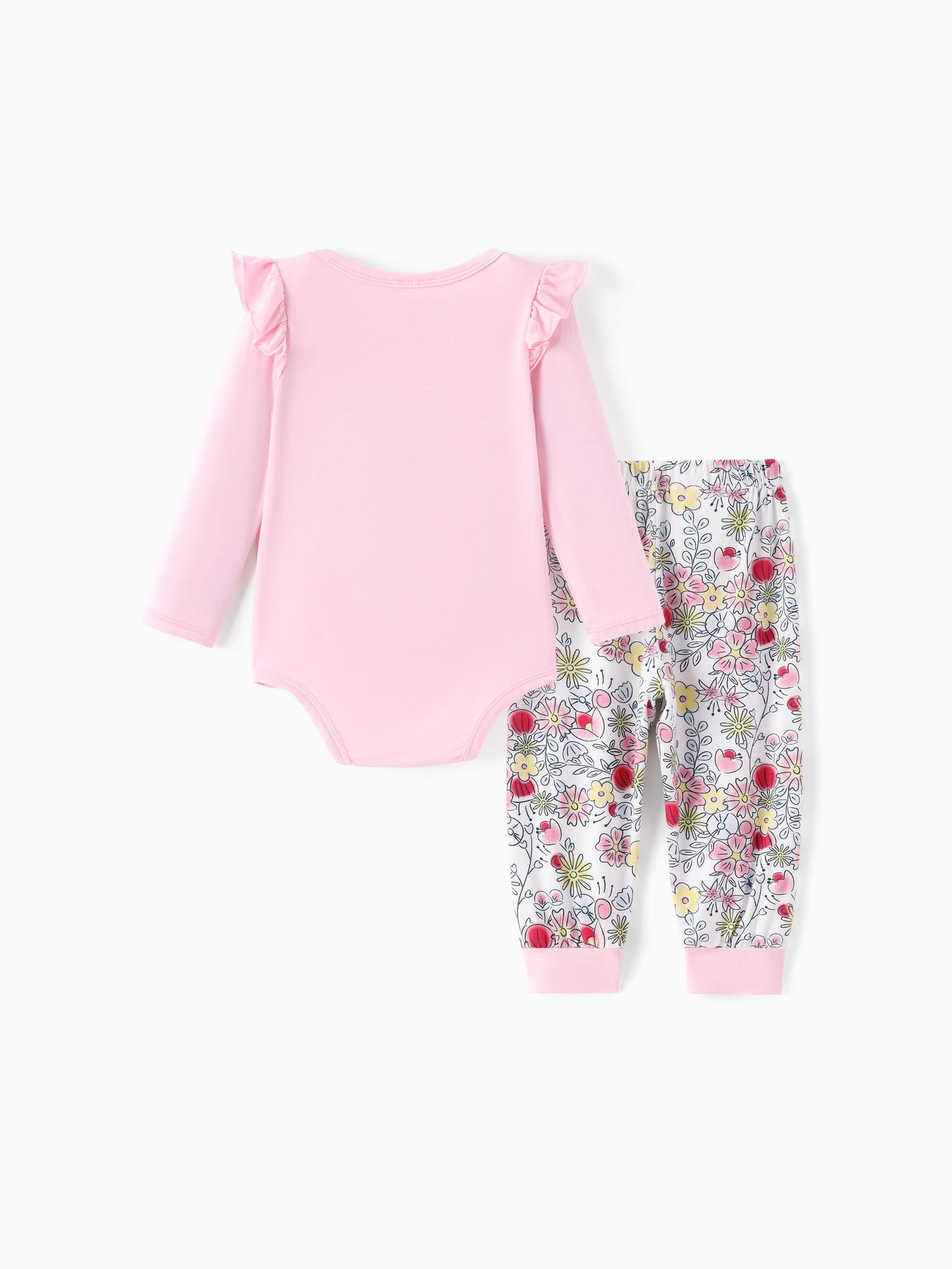 Disney Princess Baby Girl 2pcs Tiana/Cinderella/Belle Bamboo Ruffle Sleeves Top and Leggings Set Pink