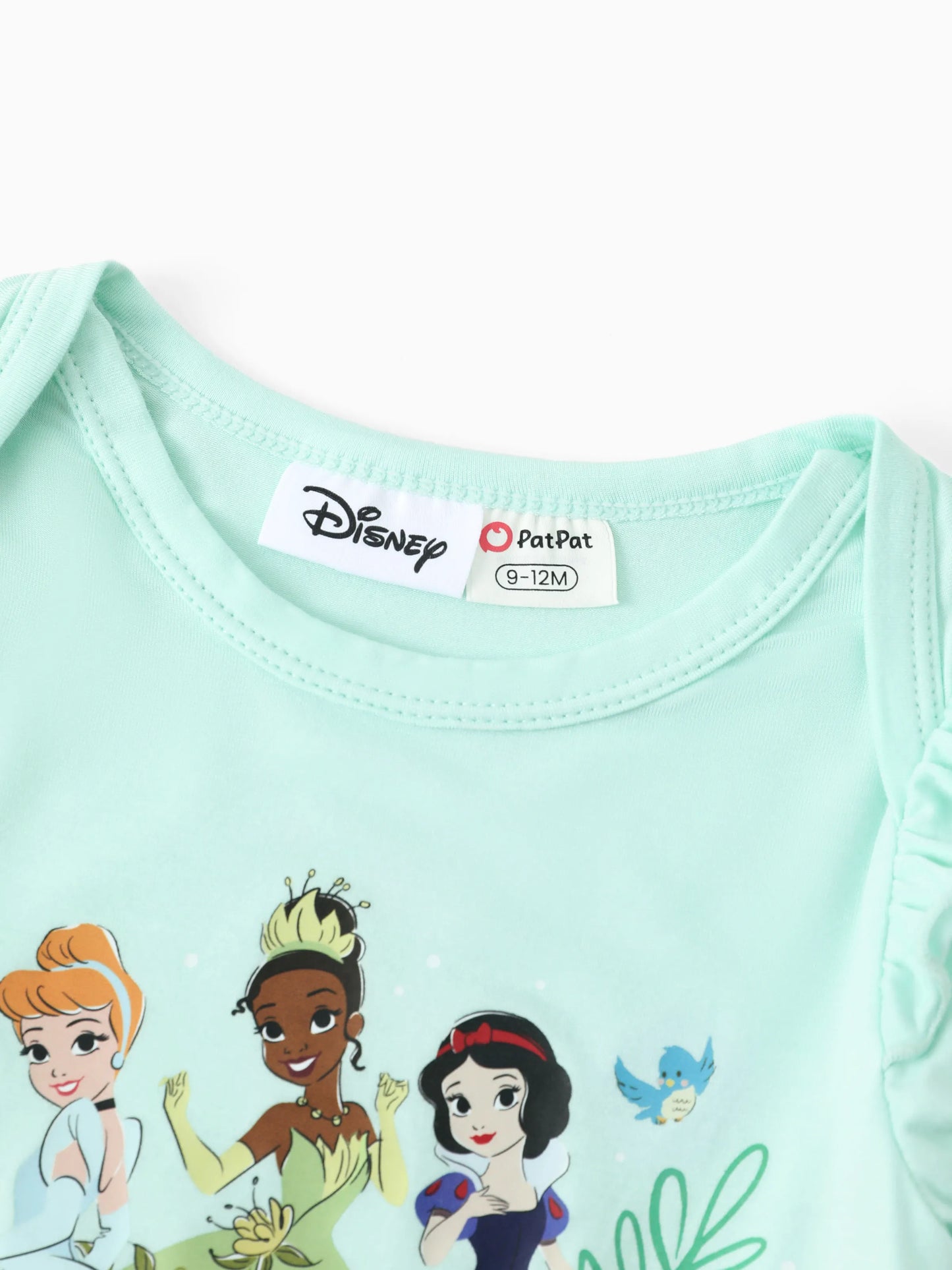 Disney Princess Baby Girl 2pcs Tiana/Cinderella/Snow White Bamboo Ruffle Sleeves Top and Leggings Set Green
