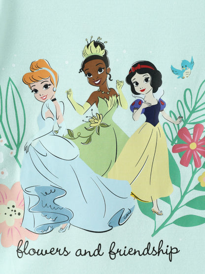 Disney Princess Baby Girl 2pcs Tiana/Cinderella/Snow White Bamboo Ruffle Sleeves Top and Leggings Set Green