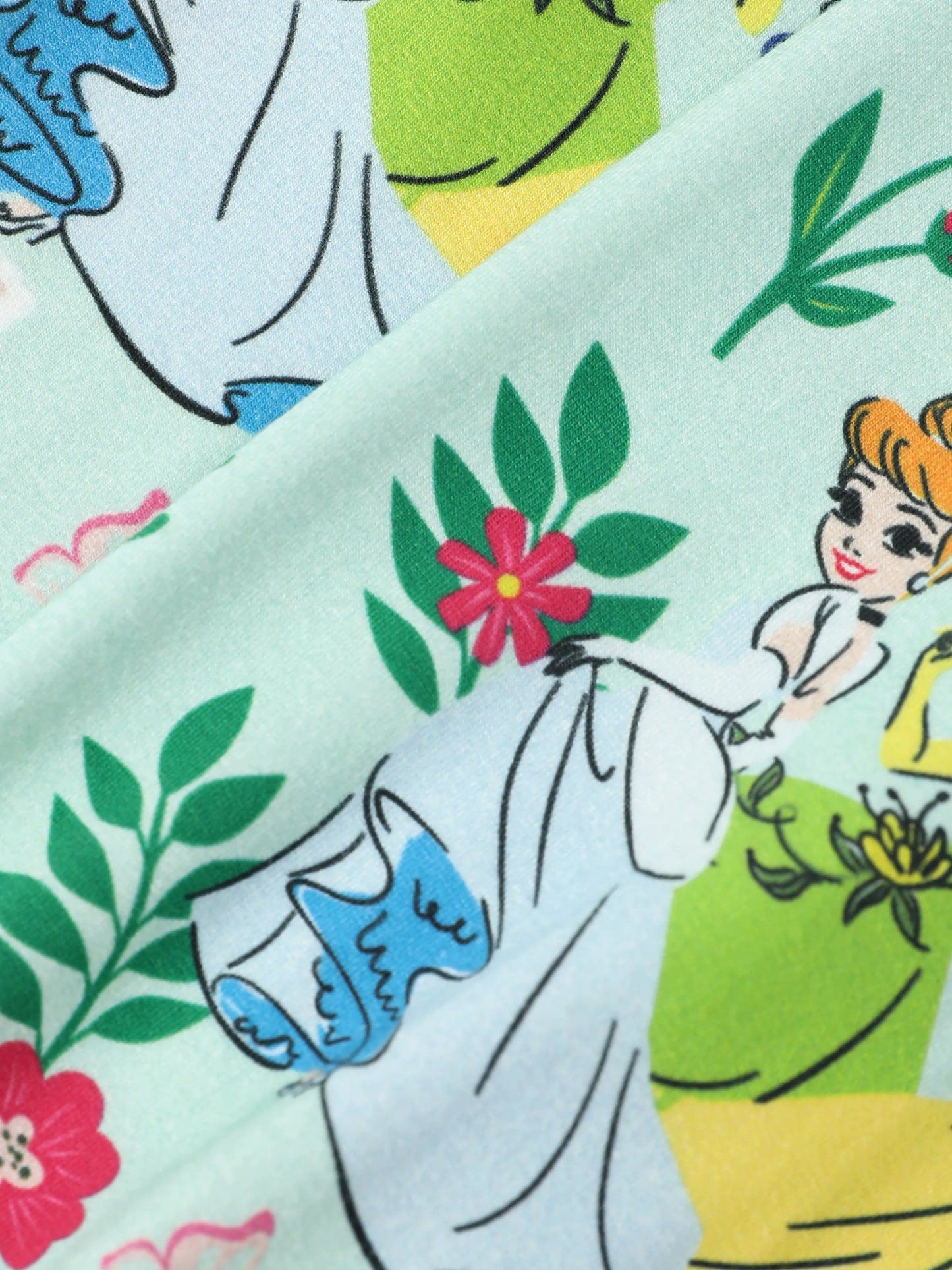 Disney Princess Baby Girl 2pcs Tiana/Cinderella/Snow White Bamboo Ruffle Sleeves Top and Leggings Set Green