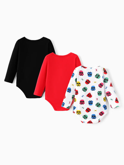 Star Wars Baby Boy 3pcs Childlike Round Neckline Longsleeves Rompers Multi-color