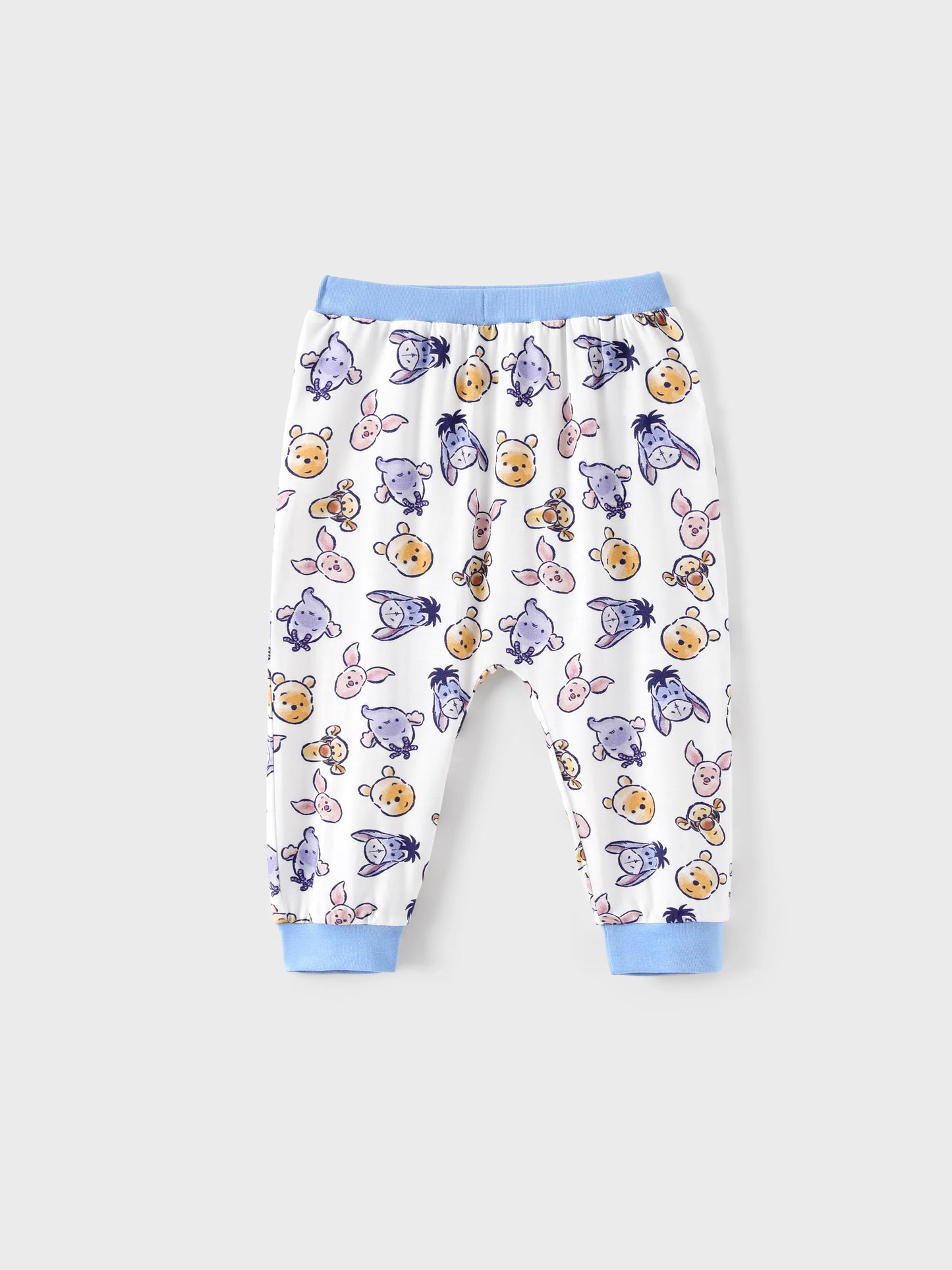 Disney Winnie the Pooh Baby Boy/Girl 2pcs Winnie/Piglet/Eeyore Allover Prints Snap Closure Bodysuit and Pants Sets White