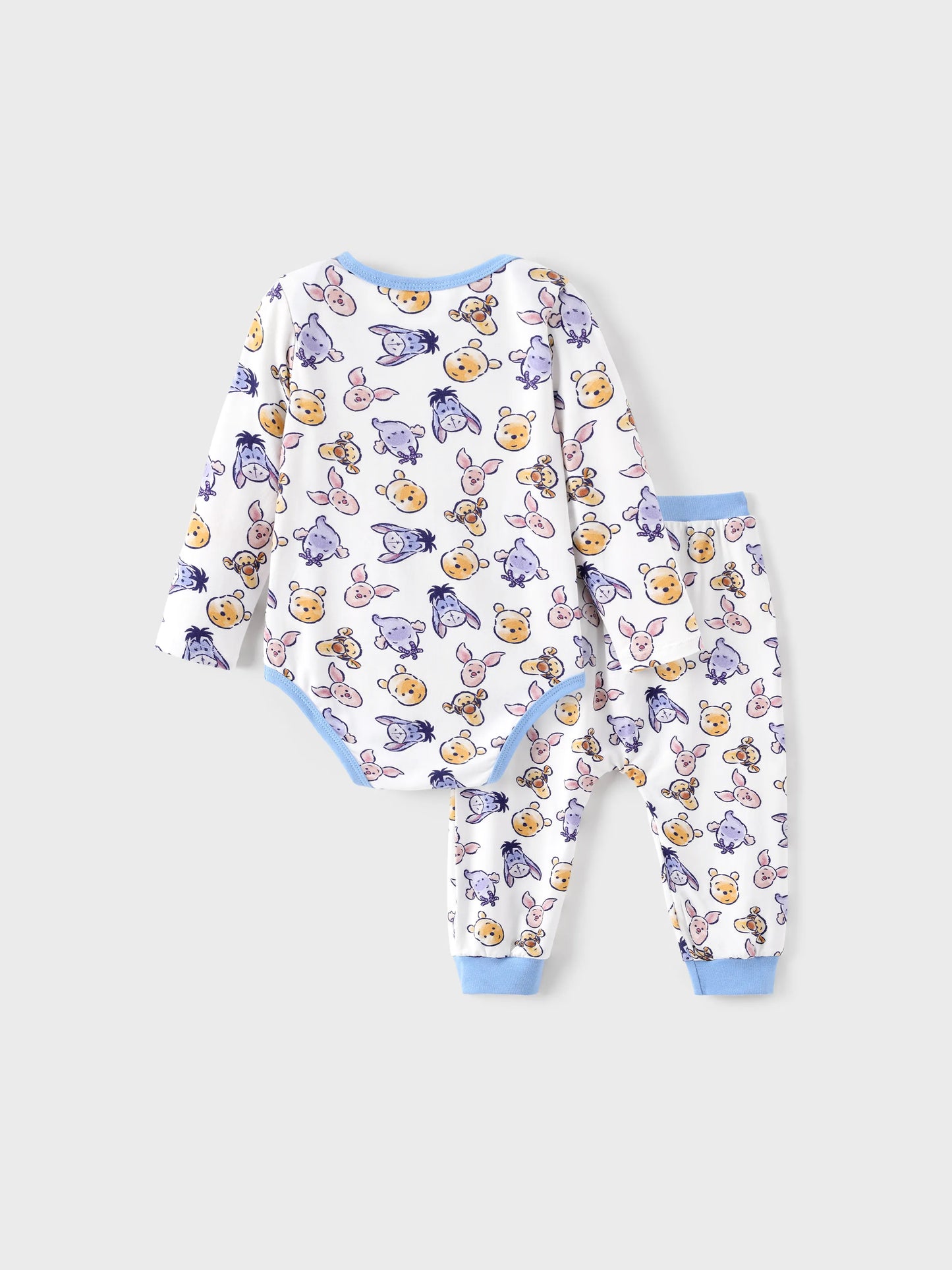 Disney Winnie the Pooh Baby Boy/Girl 2pcs Winnie/Piglet/Eeyore Allover Prints Snap Closure Bodysuit and Pants Sets White