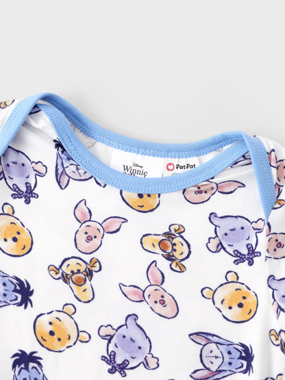 Disney Winnie the Pooh Baby Boy/Girl 2pcs Winnie/Piglet/Eeyore Allover Prints Snap Closure Bodysuit and Pants Sets White