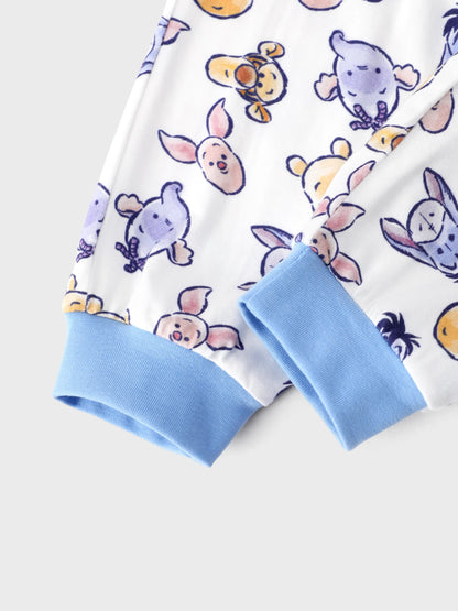Disney Winnie the Pooh Baby Boy/Girl 2pcs Winnie/Piglet/Eeyore Allover Prints Snap Closure Bodysuit and Pants Sets White