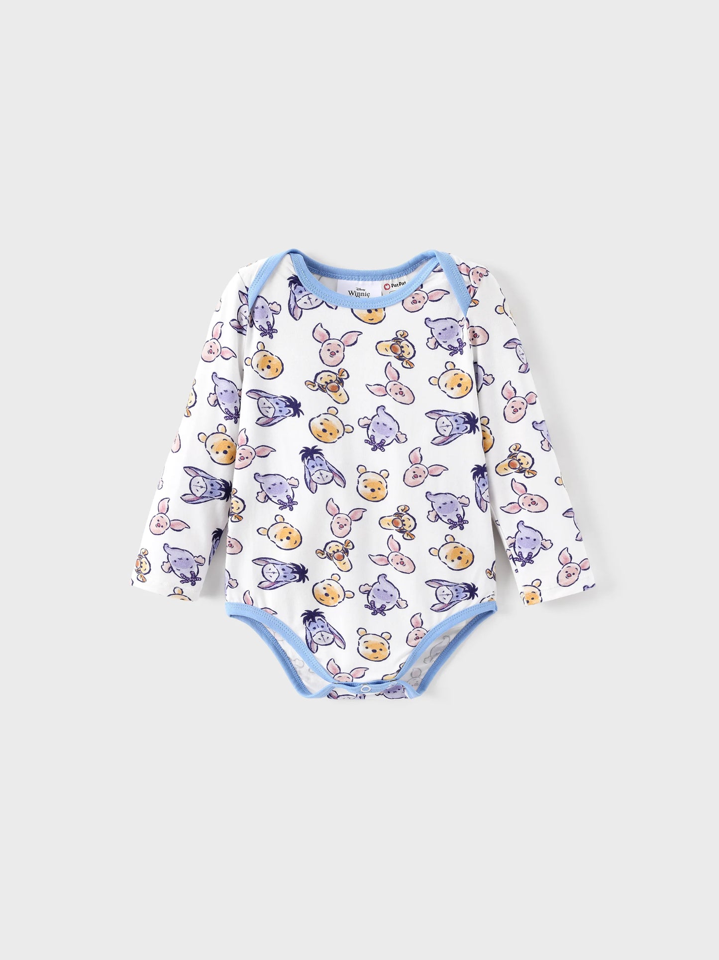 Disney Winnie the Pooh Baby Boy/Girl 2pcs Winnie/Piglet/Eeyore Allover Prints Snap Closure Bodysuit and Pants Sets White