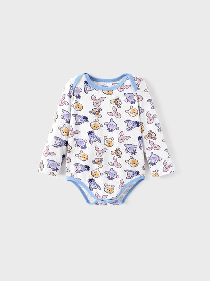 Disney Winnie the Pooh Baby Boy/Girl 2pcs Winnie/Piglet/Eeyore Allover Prints Snap Closure Bodysuit and Pants Sets White
